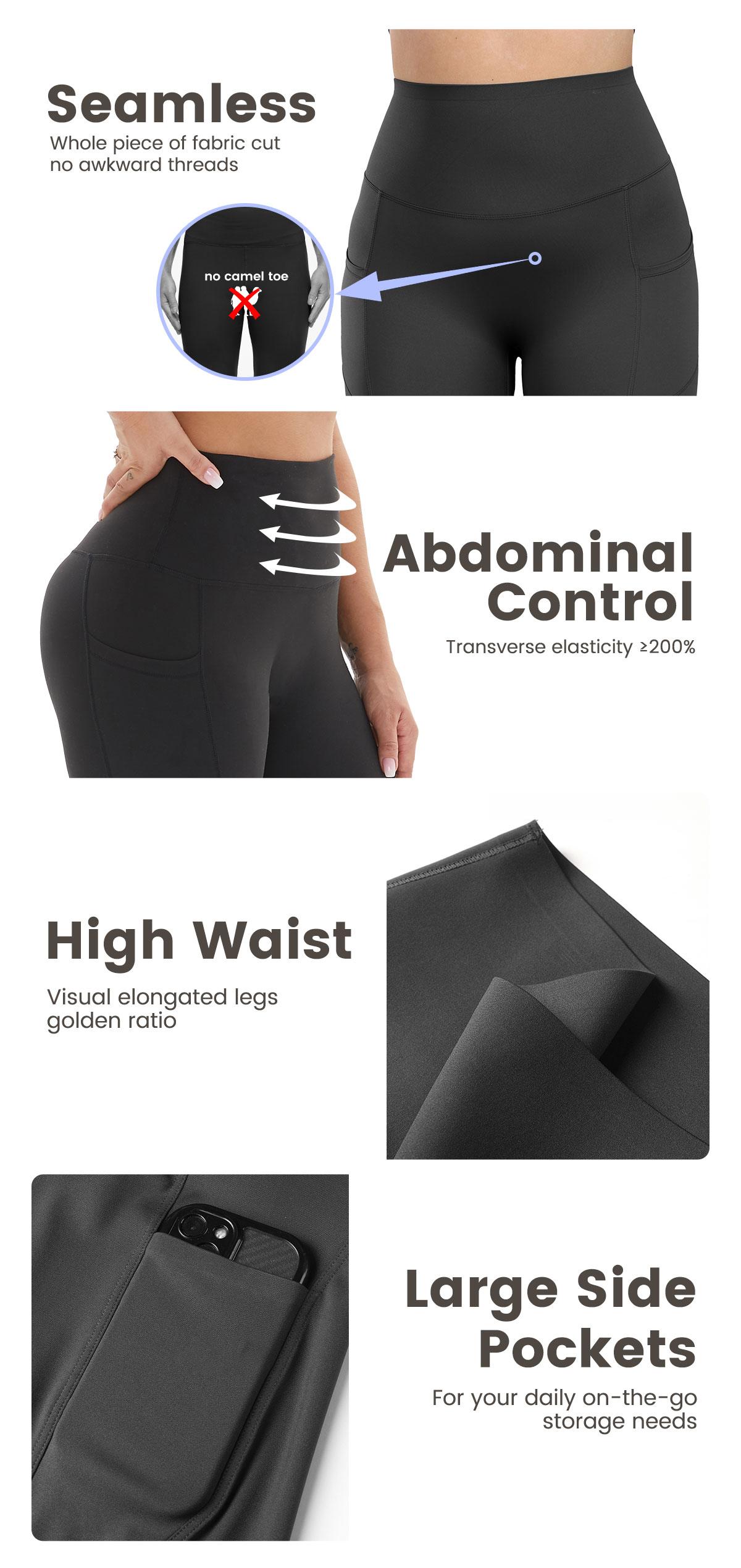 [Size up recommended] Viconow Tummy Control Leggings for Women - High Waist with Pockets Pants Workout Athletic Running Yoga Bike Pants for Gym