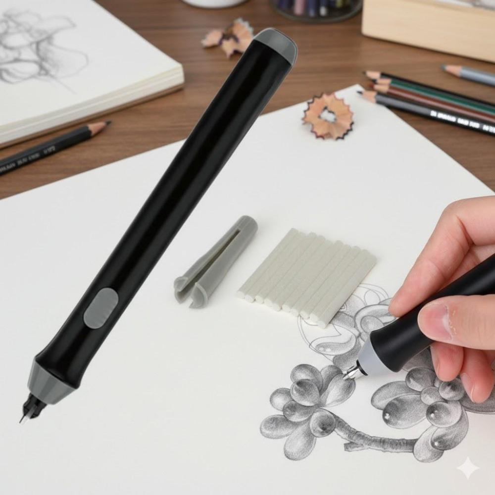 Professional Electric Sketch Eraser Kit: Portable, Replaceable Eraser Tips for Precision Detail Erasing, Highlighting & drawing corrections. essential anti-smudge Tool for Artists & Creators. Perfect for Fine Art, Sketching, and Graphic Design.