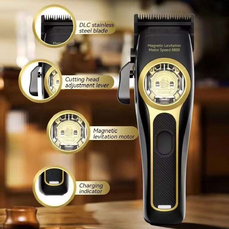 Kemei Electric Hair Trimmer Km-2373, USB Charging Carving Hair Clipper with Base, Professional Salon Barber Tool, High Precision Grooming Kit, Suspended Motor