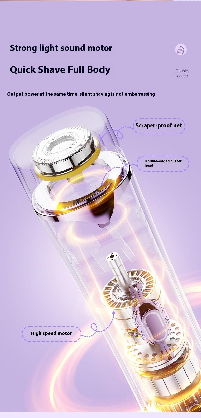 Double Head Electric Shaver, 3D Floating Dual Ring Blade Net, Long-Lasting Battery, USB Rechargeable Shaver, Safe & Comfortable, Skin-Friendly Hair Removal Tool