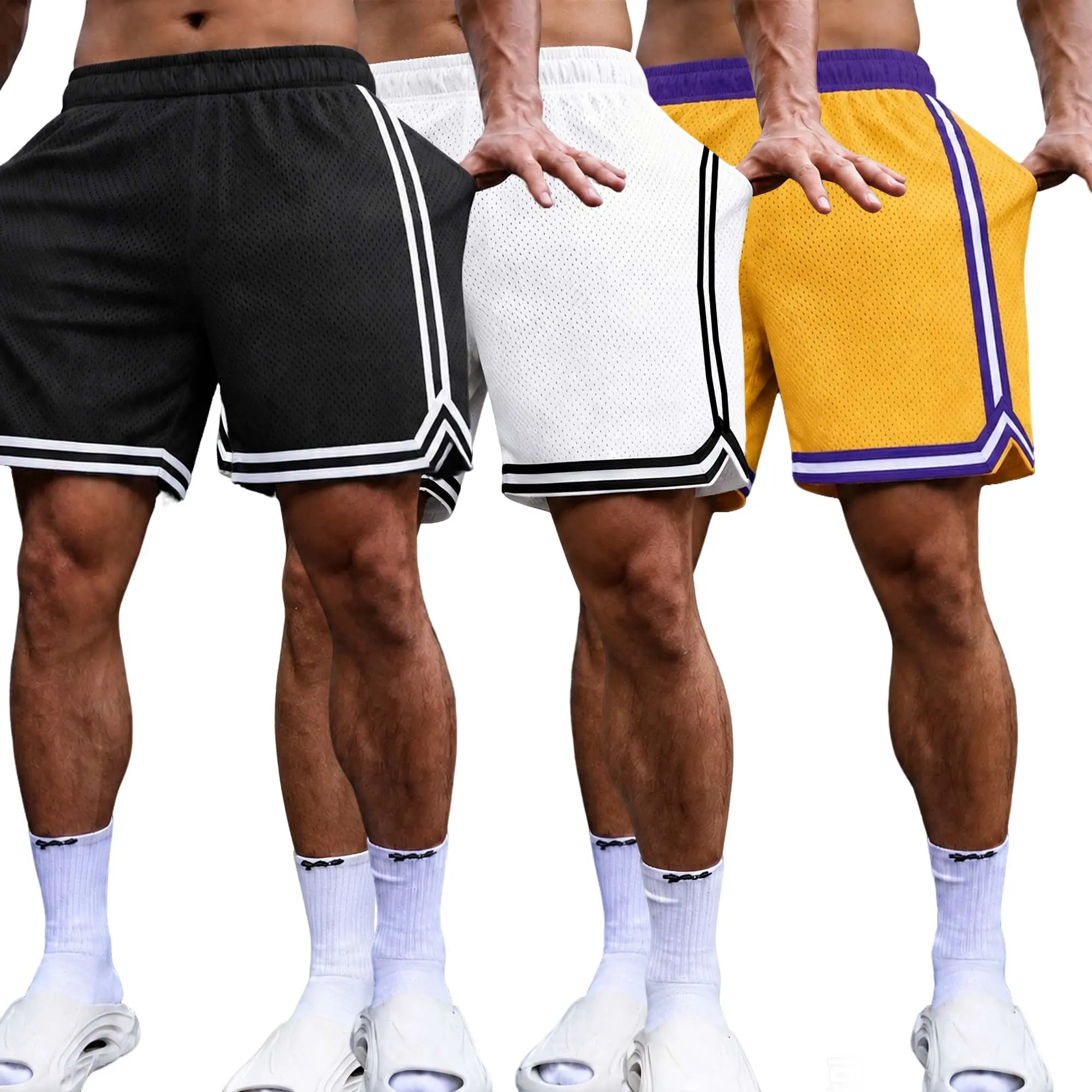 Men's Retro Mesh Shorts Featuring An Internal Drawstring; Available In Solid Colors (Or In 2-Piece/3-Piece Sets). Highly Breathable, They Are An Ideal Choice For Running, Workouts, Or Casual Summer Streetwear.