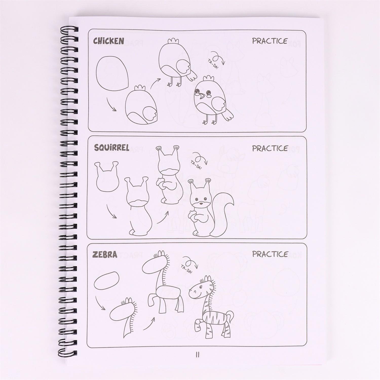 1pc Drawing Guide for Art Lovers, 300 Cute Step-By-Step Diagrams, Animals, Food, Gifts, and More Amazing Things, Hb-001 Model