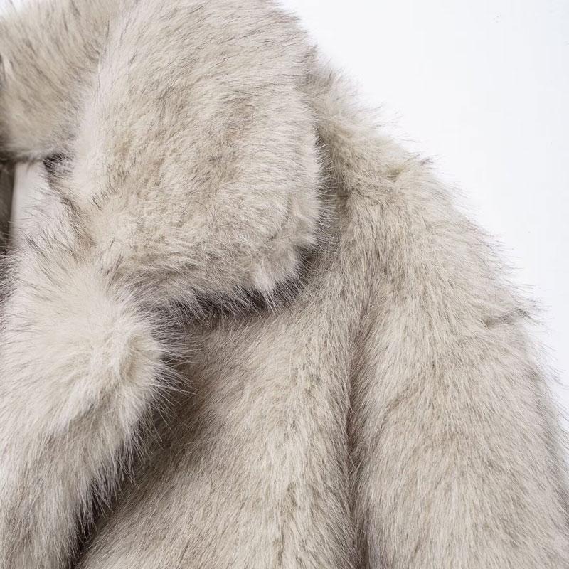 Women's Plain Faux Fur Jacket, Casual Fitted Jacket, Collar Padded Warm Coat, Winter Party Luxury Layered Outerwear, Casual Daily Wear