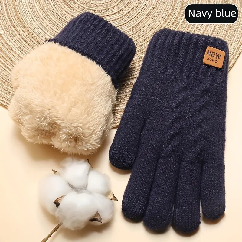 Warm Fuzzy Lined Touchscreen Winter Gloves, Unisex Dual Layer Gloves for Running, Cycling, Outdoor Activities, Parties, Events