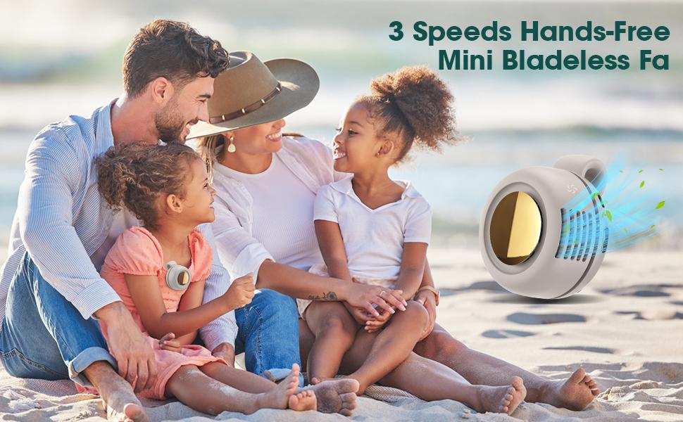 Westdeer Portable Silent Mini Bladeless Electric Fan,Adjustable 3-speed Suspended Waist Fans, Smal!Father's Day Gifts,Perfect Gift