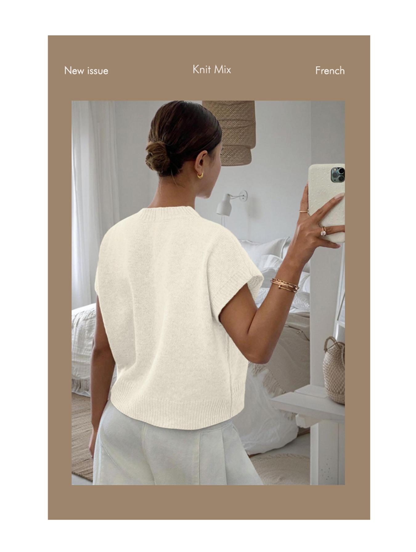 Women's Plain Flower Jacquard Semi-sheer Cable Knit Top, Casual Sleeveless V Neck Knitwear for Daily Wear, Ladies Clothes for All Seasons