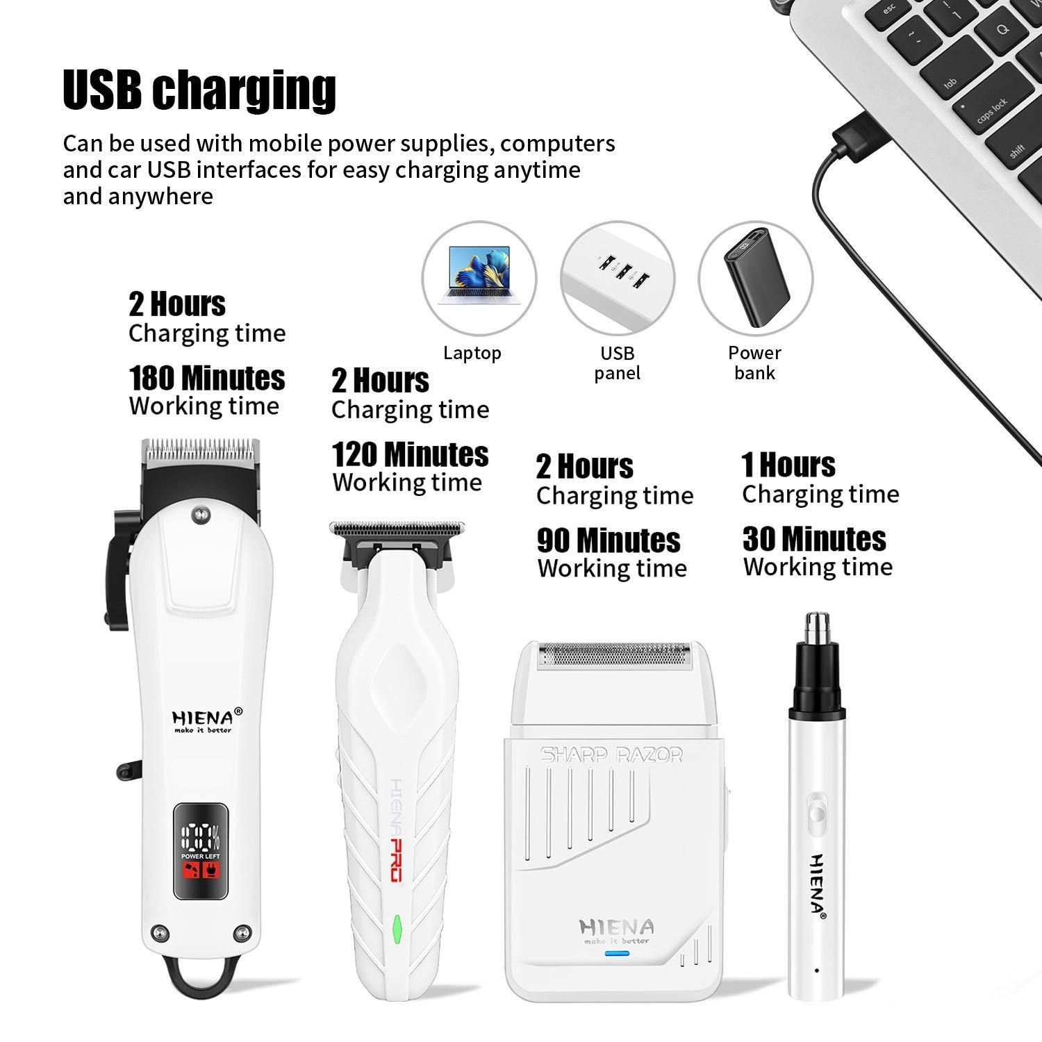 Barber-Grade 4-Piece Cordless Grooming Gift Set｜LED Display & Smooth Anti-Tangle Trimming, All-in-One for Hair & Beard. A Premium Choice for Boyfriend/Husband
