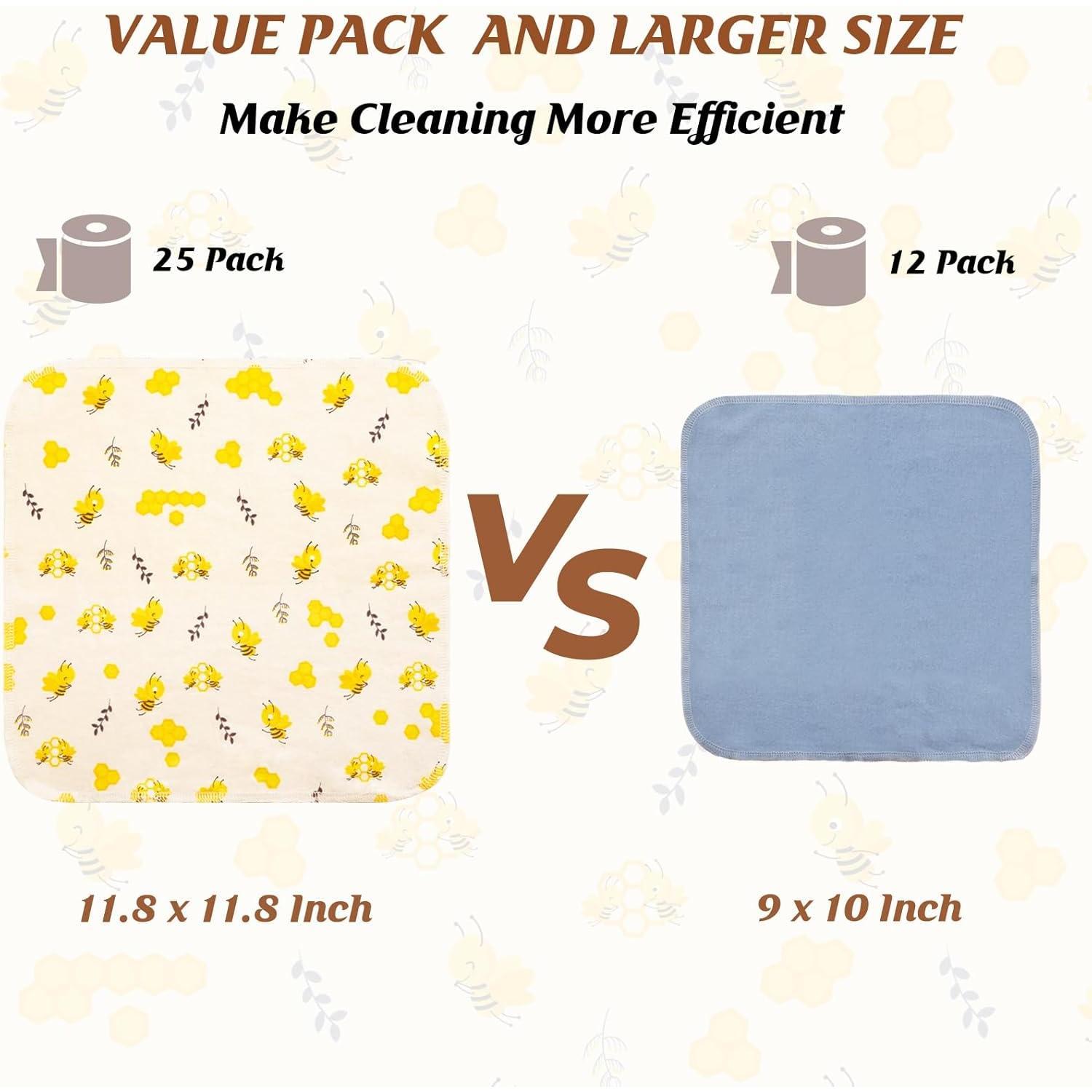 Paper Towels Washable Roll: 25Pack  Cloth Paper Towels 11.8x11.8In Absorbent Soft Flannel Paperless Towels Alternative for Kitchen  Napkins Zero  (, Large)