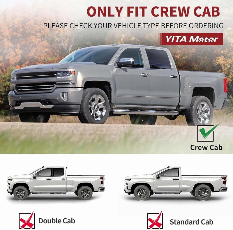 OEDRO Floor Mats Compatible with 2014-2018 Chevy Silverado/GMC Sierra 1500 Crew Cab, 2015-2019 Silverado/Sierra 2500 HD/3500 HD Crew Cab, Custom Fit Liners, 1st & 2nd Row All-Weather Protection