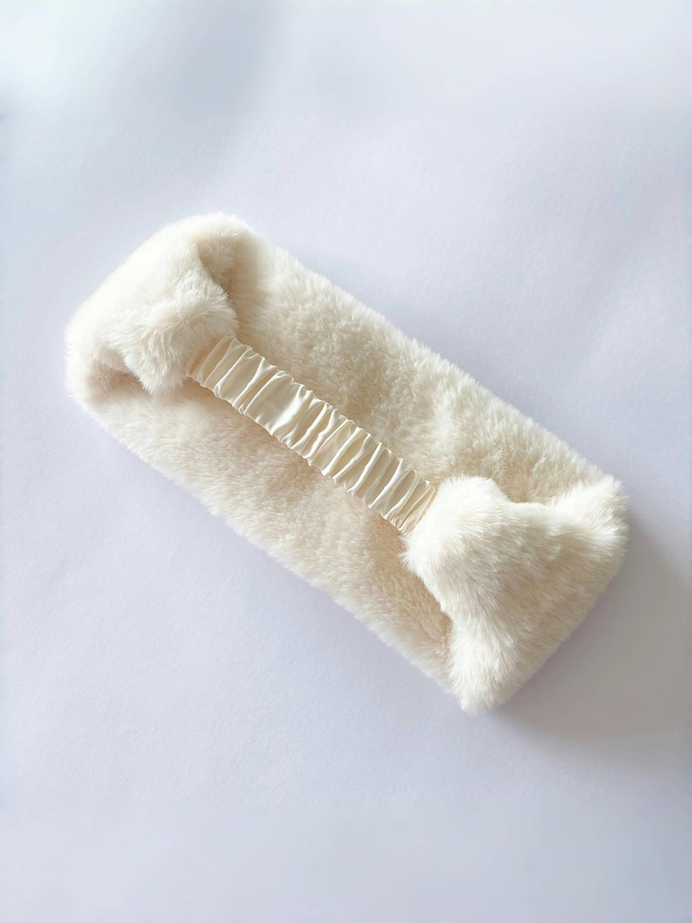 Women's Winter Faux Rabbit Fur Soft Warm Headband, Hairband, Wide Edge Windproof Cold-Proof Hair Accessory, Elastic Sweat-Absorbing Bandana, Elastic Fashion Headbands