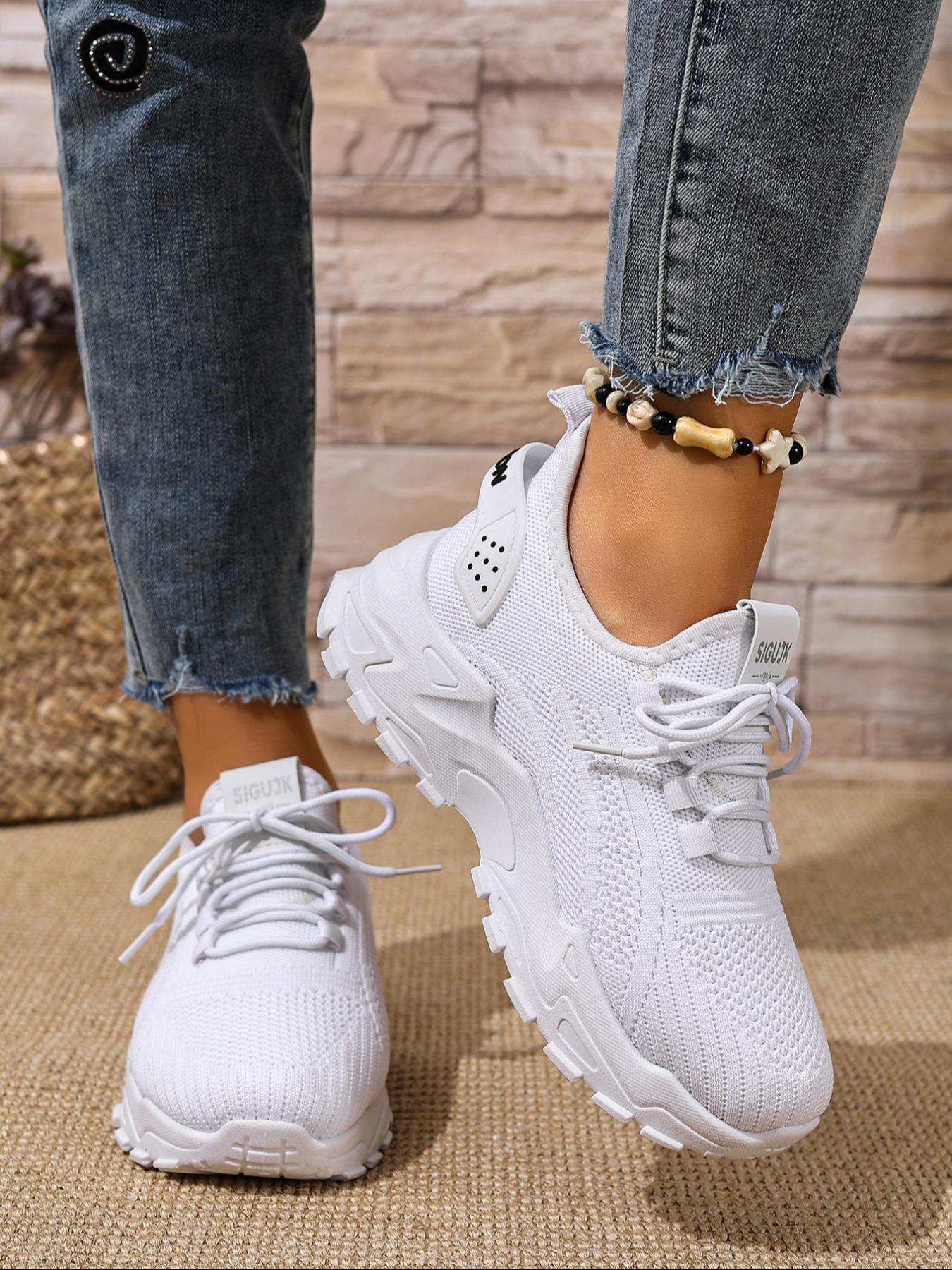 High-Quality Women's Breathable Knit Fleece Lined Sneakers, Winter Fashion Casual Lightweight Soft Sole Walking Shoes, Outdoor Comfort Low Top Running Shoes, Knitted Running Shoes