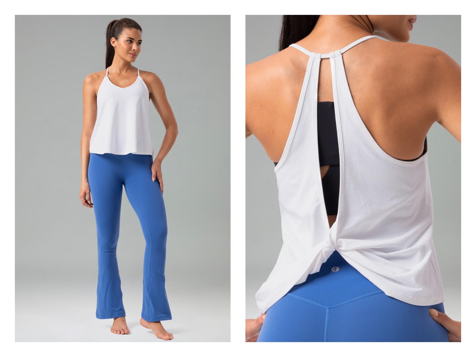 Colorfulkoala Women's V-Neck Backless Tank Top Loose Fit with Back Twist Sorona Eco Fabric Activewear Casual Look