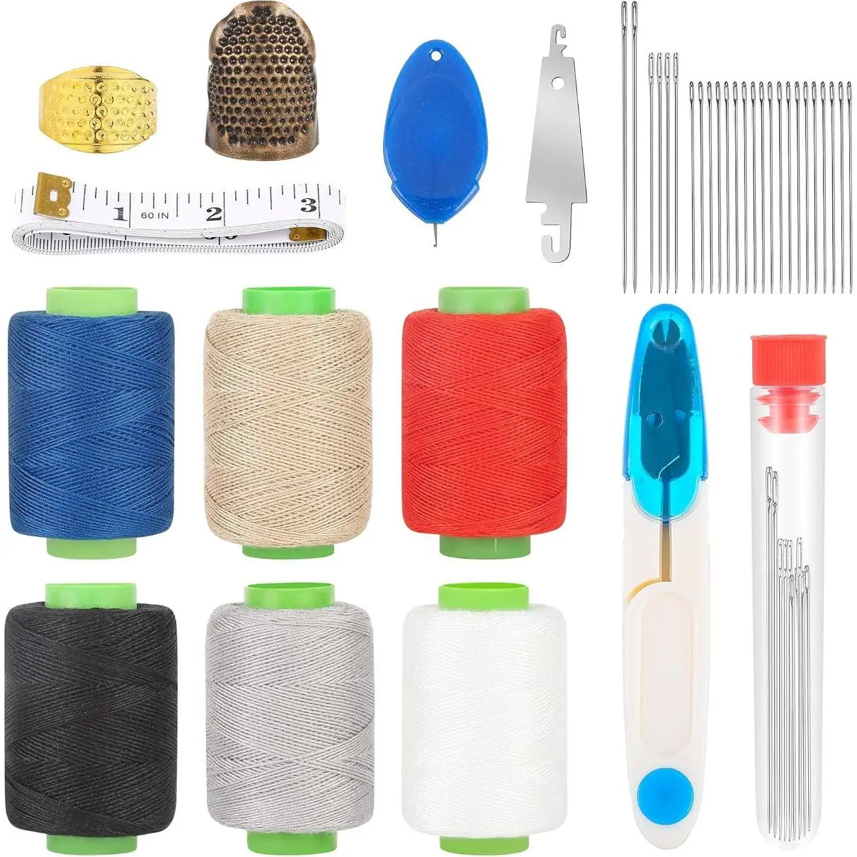 43PCS Sewing Kit for Adults – Needle and Thread Kit with Big Eye Needles, Threader & Strong Thread – for Hand Sewing, Repairs & Patching, Daily Use