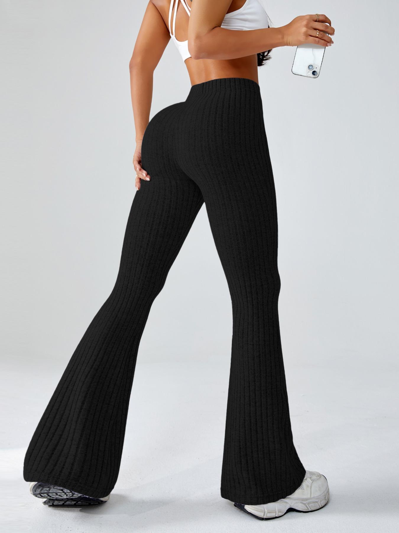 Women's Halloween High-Waisted Sporty Yoga Pants, Tight-Fitting Knit Fabric, Fall & Winter Casual Wear, Fashionable Ladies Activewear, Solid Flare Leggings