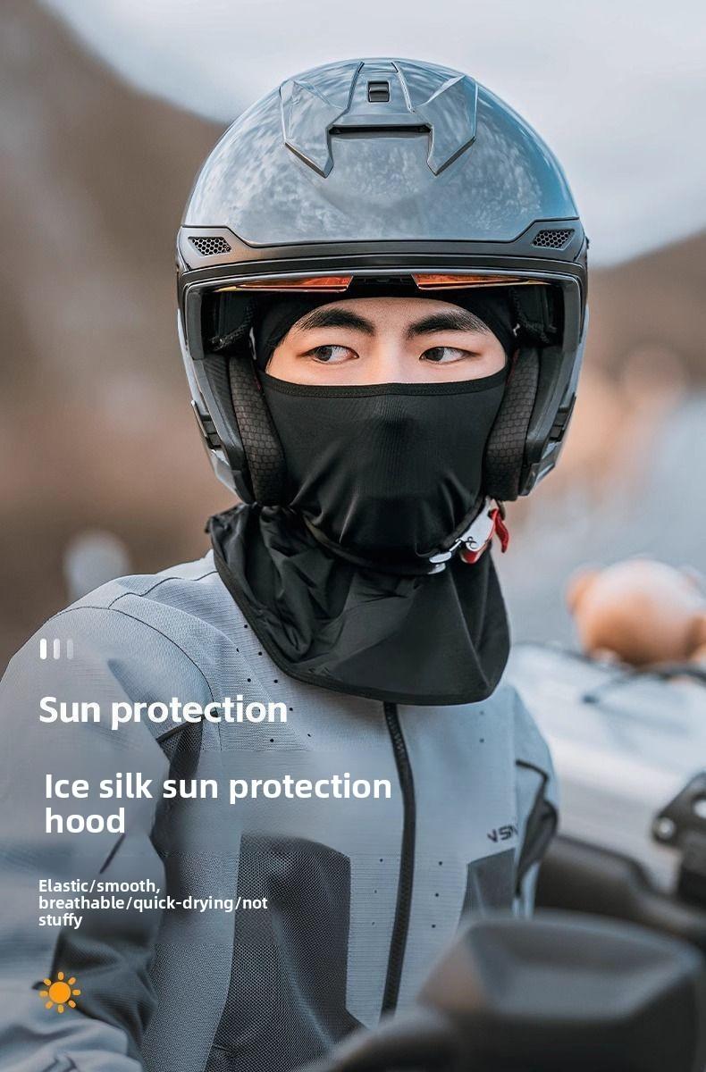 Cycling warm and wind-resistant headgear Ice silk skin-friendly and breathable forehead and neck integrated sunscreen mask Motorcycle liner headgear