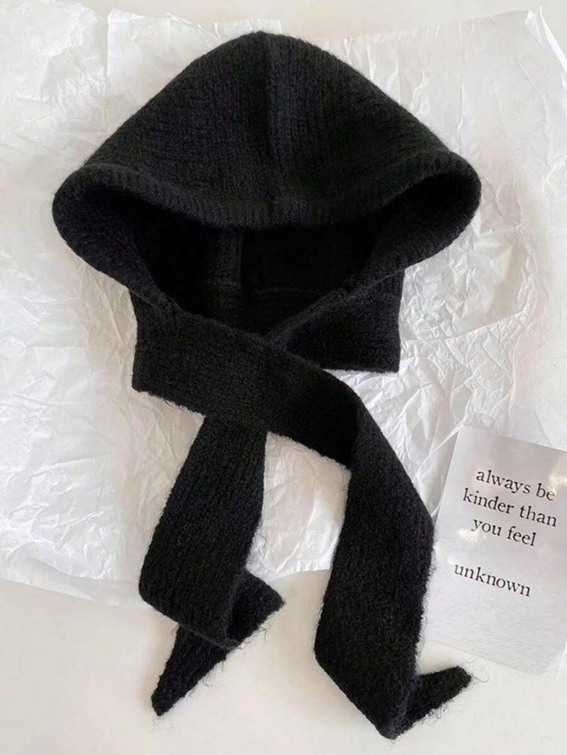 Autumn/Winter Balaclava Knit Hat With Neck Cover, Casual Animal Design Knit Hat, Warm All-Season Wear, Perfect for Daily & Halloween, Balaclava Hats