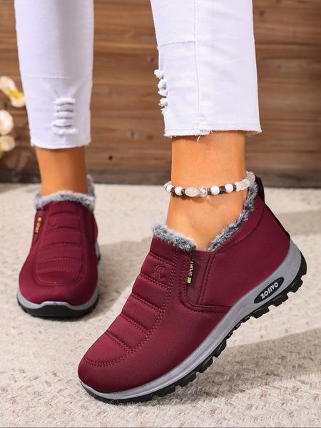 Couple Plush Lined Ankle Boots, Slip-On Soft Sole Warm Snow Boots, Comfortable Travel Shoes for Travel Sports Outdoor Activities, Winter Shoes