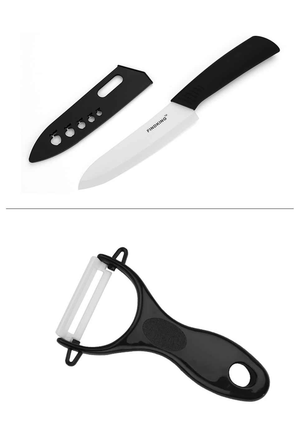 FINDKING 6pcs Ceramic Knife set, Good Quality Kitchen Knife 3" 4" 5" 6 inch Peeler with Acrylic Holder, Cutting Meat, Vegetable and Fruit, Kitchen Tools Block