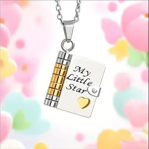 Laser-Engraved Flip Book Locket Necklace - My Little Star Keepsake Jewelry for Daughter, Summervibes Festive Gift for Birthday & Graduation Gift Ideas Summerwins