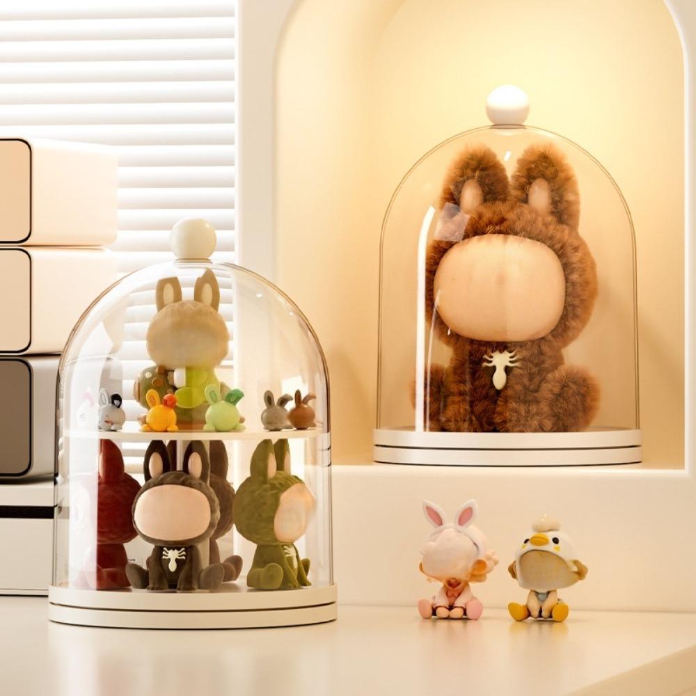 1 piece 360° rotating display case, dustproof and transparent, ideal for displaying collectibles and action figures, also can be used as a multifunctional organizer box for jewelry and collectibles.