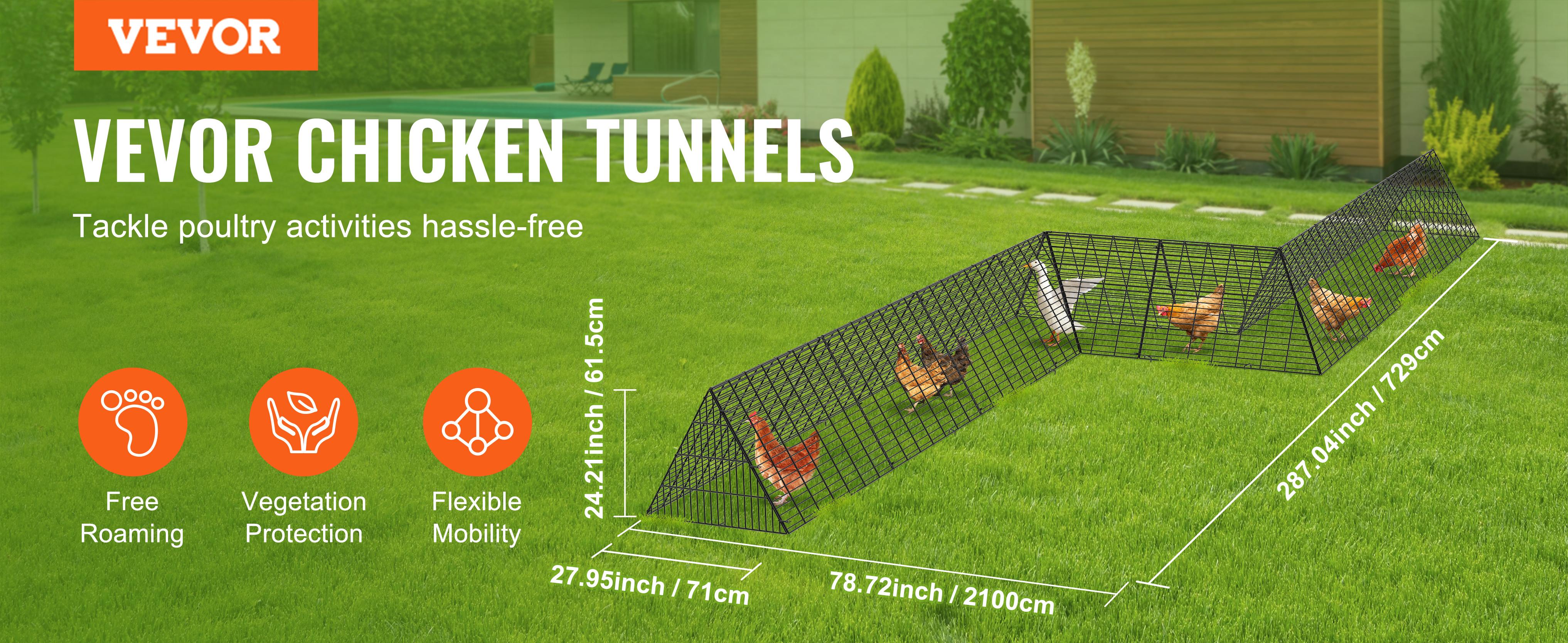 SummerWinsVEVOR Chicken Tunnels, 287x 78.7x 24.2 inch(LxWxH) Chicken Tunnels for Yard, Portable Chicken Tunnels for Outside with Corner Frames, 2 Sets, Suitable for Chickens, Ducks, Rabbitsdealsforyoudays SummerWinsVEVOR Chicken Tunnels, 287x 78.7x 24.2 inch(LxWxH) Chicken Tunnels for Yard, Portable Chicken Tunnels for Outside with Corner Frames, 2 Sets, Suitable for Chickens, Ducks, Rabbitsdealsforyoudays