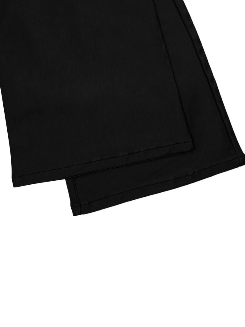 GILIPUR Y2K High Waist Coating Flare Leg Pants,Casual Lounge Pants Comfy Plain Button Pocket Trousers,Women's Ladies Bottoms For All Seasons Fall & Winter Clothes,Stretchy Coating  Flared Leg Pants,Kardashian Style,T-Chic