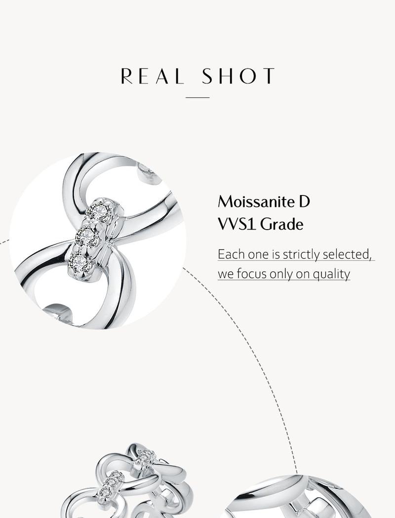 Synthetic Moissanite Rings Band Christmas Gift  Ring for Women Wedding Fine Jewelry Daily Wearing R033