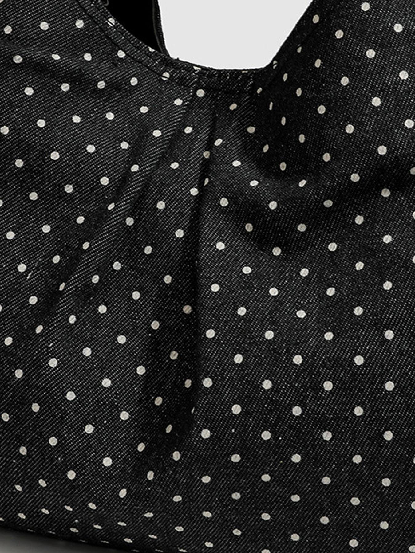 Vintage Korean Style Dot Pattern Tote Bag, Fashionable Large Capacity Shoulder Bag, Versatile College Wind Women's Backpack