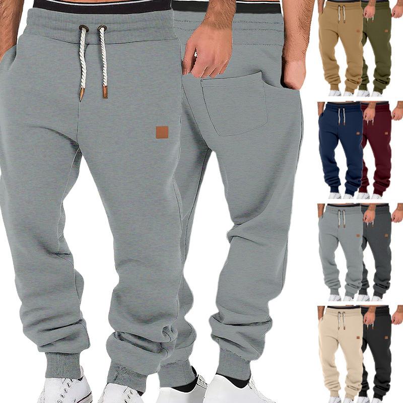 Men'S Solid Color Relaxed Stacked Sweatpants Cuffed Jogger Street Sports Casual Long Trousers