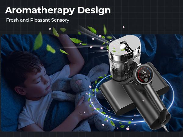 Teant Powerful Mattress Bed Vacuum Cleaner, 2-Speed (14kPa/18kPa) Mattress Vacuum with Green Light Dust Detection, 253.7nm UV-C Light, LED Display, HEPA Filter, 149℉ Heat, Aroma for Bed Couch Carpet