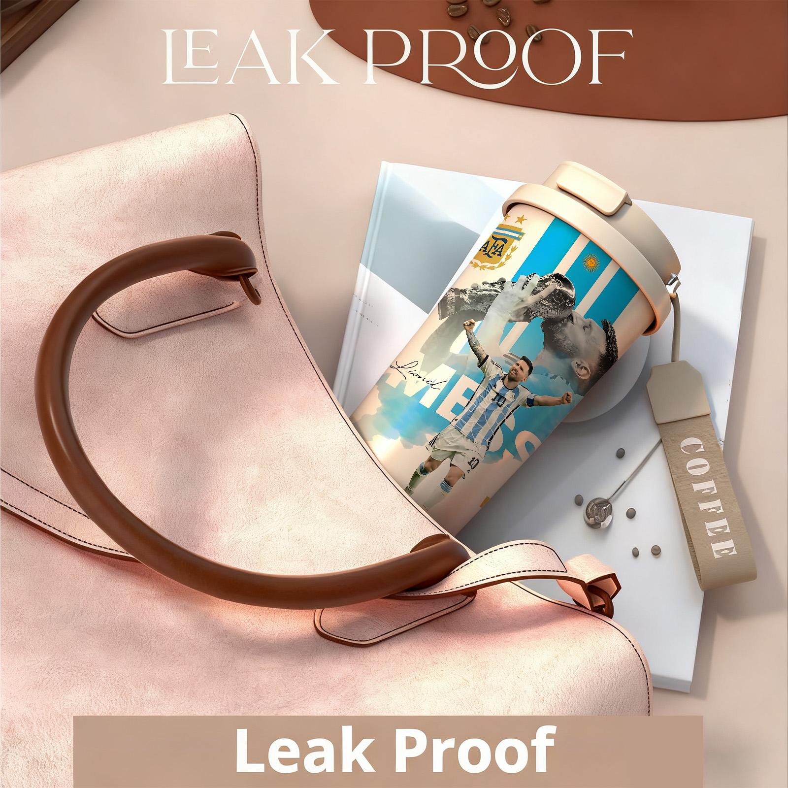 1 Pc 19/24/32oz stainless steel double wall insulated Tumbler, Hydration Tumbler, leak proof vacuum cup with handle and strap, soccer champion print, keep warm for 12 hours and cold for 24 hours, hot cold drinks, gift for men and women, birthday