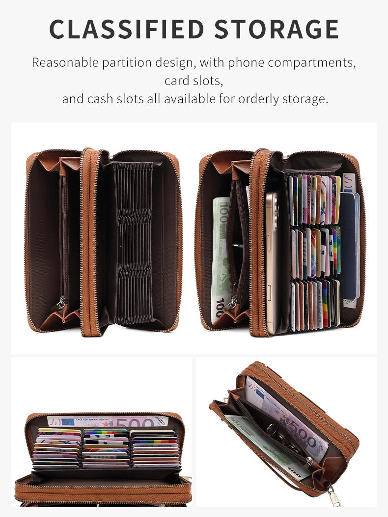 Women's Vintage Zipper Long Wallet With Floral Print, Multi-Functional Fashion Handbag With Large Capacity, Zipper Phone Pouch For Women Wallet Purse Wallet Wristlet Wallet, Fashionable Versatile Purse