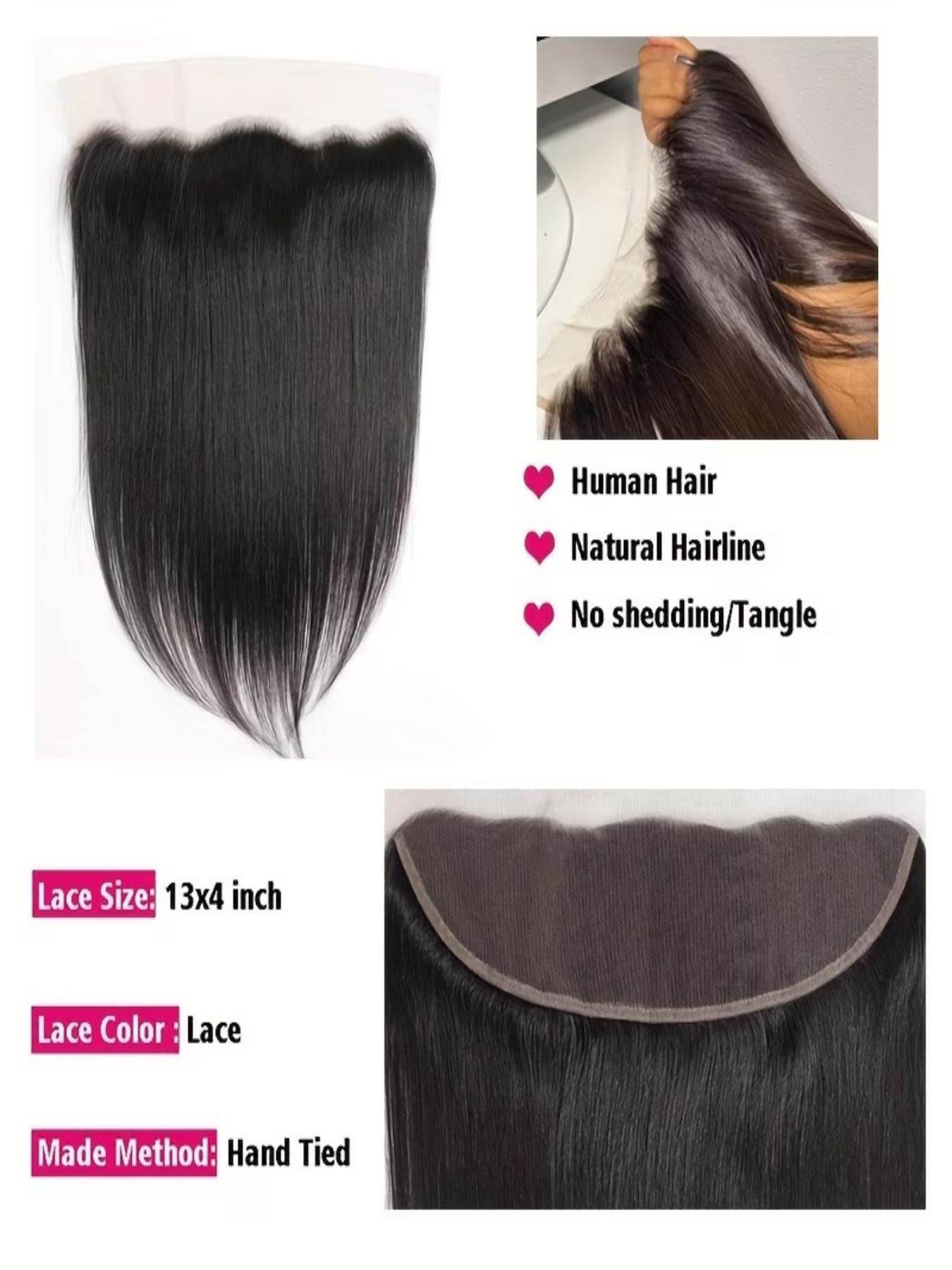 13×4 Straight Human Hair Lace Front Wig (10–16 inches) — 150% Density. Features a transparent lace front design to enhance volume at the crown, making it ideal for both daily wear and stylish looks.