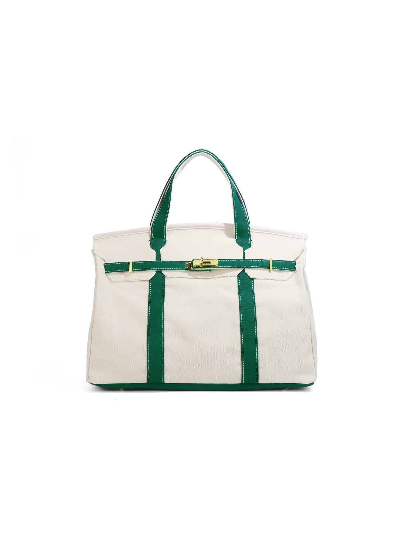 New High-End Canvas Colorblock Handbag, Fashion Patterned Bag, Large Capacity Commuter Tote Bag, Versatile and Stylish, Perfect for Daily Use