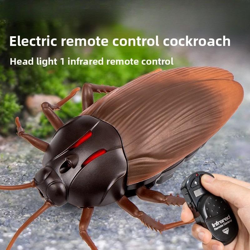 Simulated Remote Control Cockroach (1 Set), Novel and Scary Animal Toy Model, Simulated Sensing Cockroach, Creative Halloween April Fool's Day Mock Gift (Comes with 6 1,5V Button Batteries)