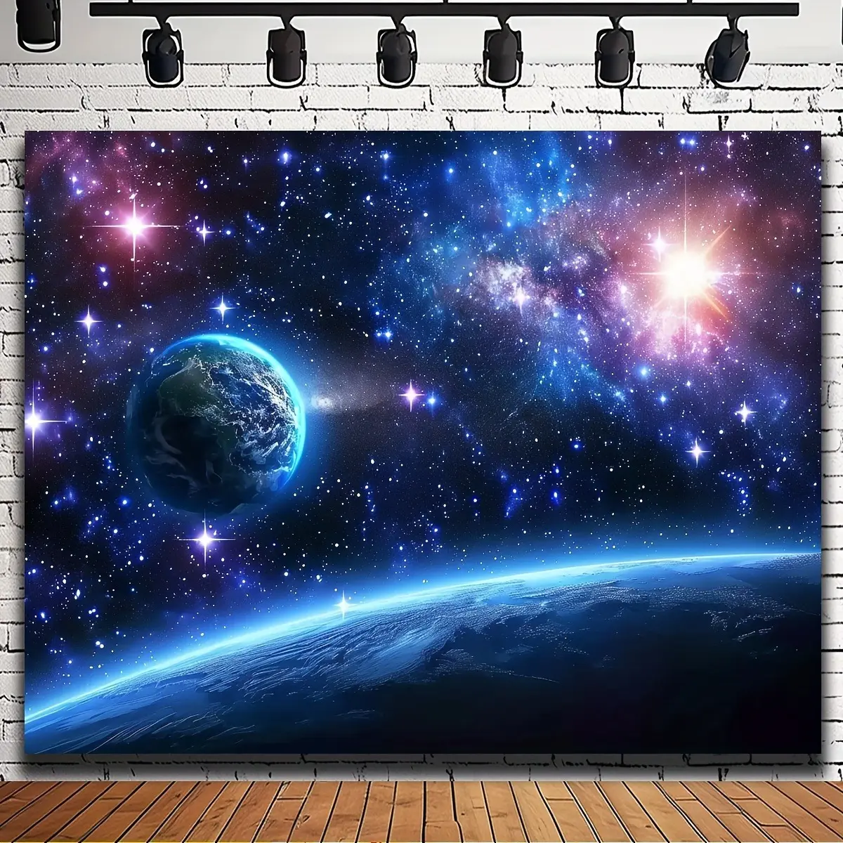2D Flat Galaxy Space Banner | Cosmic Universe, Planets & Starry Sky Backdrop | Single-Sided Polyester | Metal Grommets for Easy Hanging | Perfect for Bedroom Decor, Photography, Space-Themed Parties, Party Backdrop Decoration & Studio Backgrounds