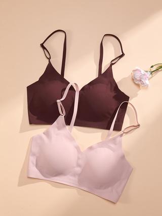 YOUKA Women's Valentine's Day Solid Wireless Seamless Supportive Bra, Autumn Winter Printed Bras, Soft Breathable Comfort Versatile Casual Style, Women's Underwear for Daily Wear Mother’s Day Love Mom Plan | Spring New Arrivals Limited Benefits