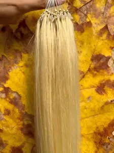 Yellowish- Pre-Cured Keratin Tip Micro Ring Hair Extensions, Pearl Bead Extension, Remy Cold Head Extension, Straight Hair Extensions, New Trending Product