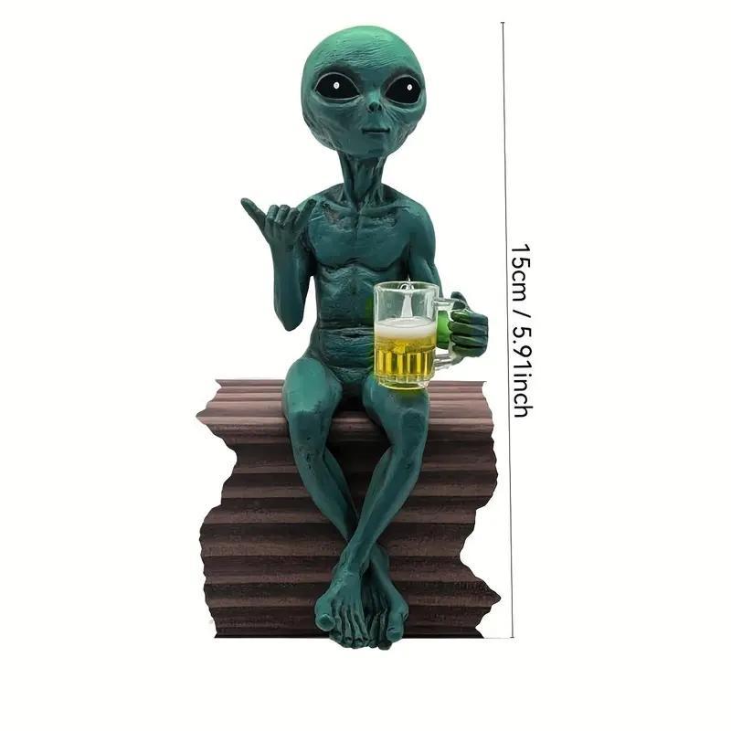 1 box of fun and humorous outer space room decor, alien figurine with beer mug, decorative figurine ideal gift for science fiction fans, decoration, alien design beer drinking figurine 1 box of fun and humorous outer space room decor, alien figurine with beer mug, decorative figurine ideal gift for science fiction fans, decoration, alien design beer drinking figurine