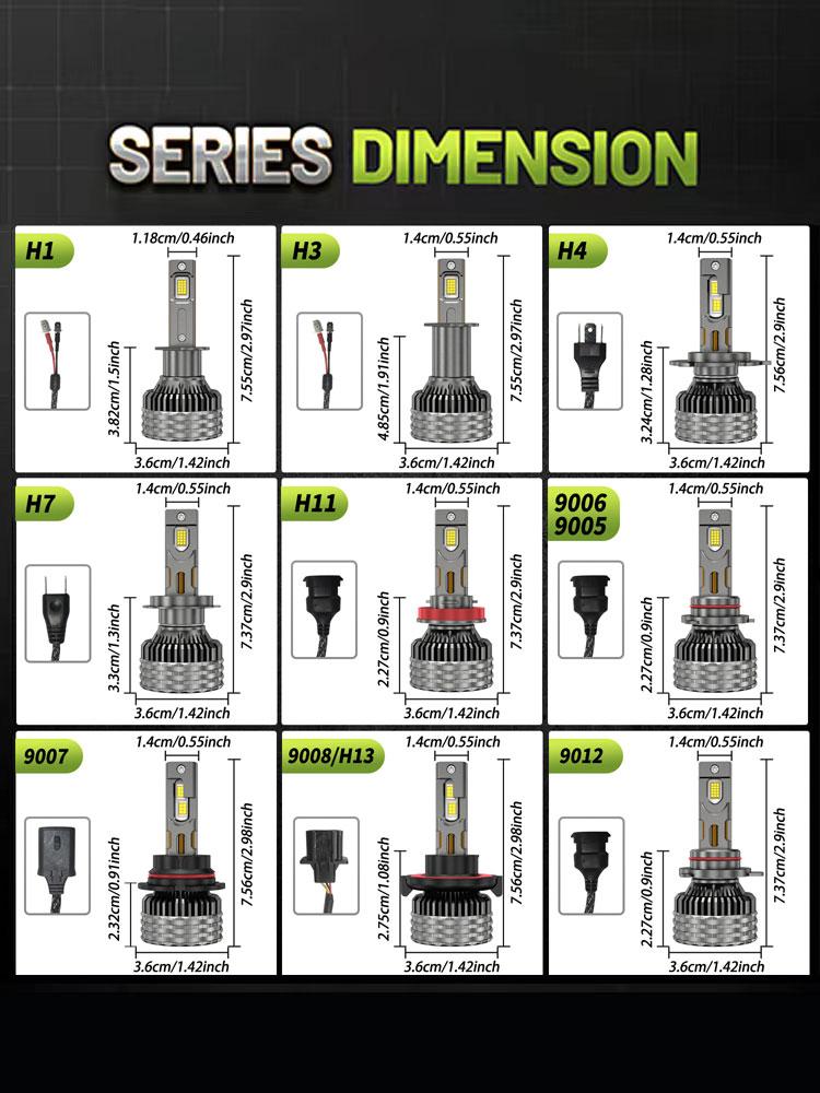 2pcs H4 H7 H11 LED Canbus H1 H3 H8 9005 9006 HB3 HB4 9012 HIR2 9007 HB5 H13 9008 Led Headlight Turbo Auto FogLamp 6000K 12V
