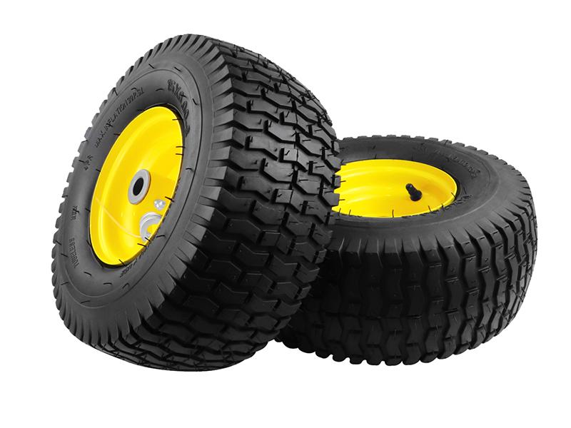 1PCS 15x6.00-6 Lawn Mower Tires, 4 Ply Tubeless 15x6-6 Front Tire Assembly Replacement for Craftsman/John Deere/Cub Cadet Riding Mowers,570lbs Capacity,3" Offset Hub,3/4" Bushing