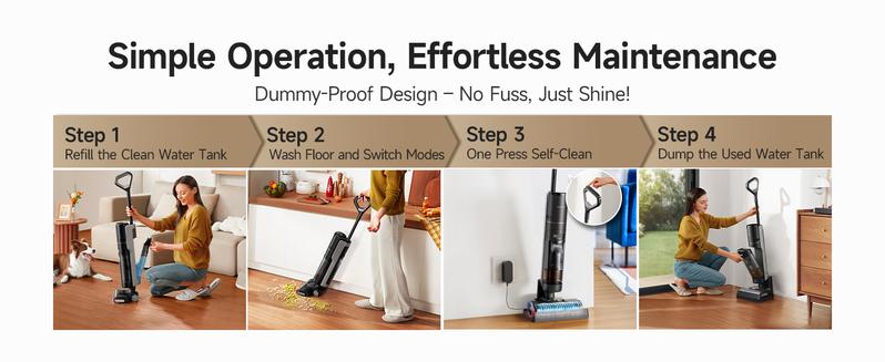DREAME G10 Pro Vacuum Mop, Wet Dry Vacuum Cleaner, Cordless Vacuum Mop All in One for Hard Floors