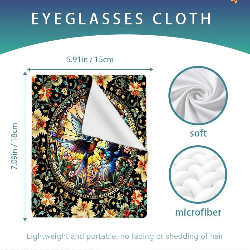 1/3/6/14pcs Stained - Glass Birds Cleaning Cloth, Suitable for Camera & Eyeglass Lenses, Single - Sided, Multiple Specifications Available, Vibrant Floral Design, Ideal for Home & Photography Use, Efficient Lens Cleaning