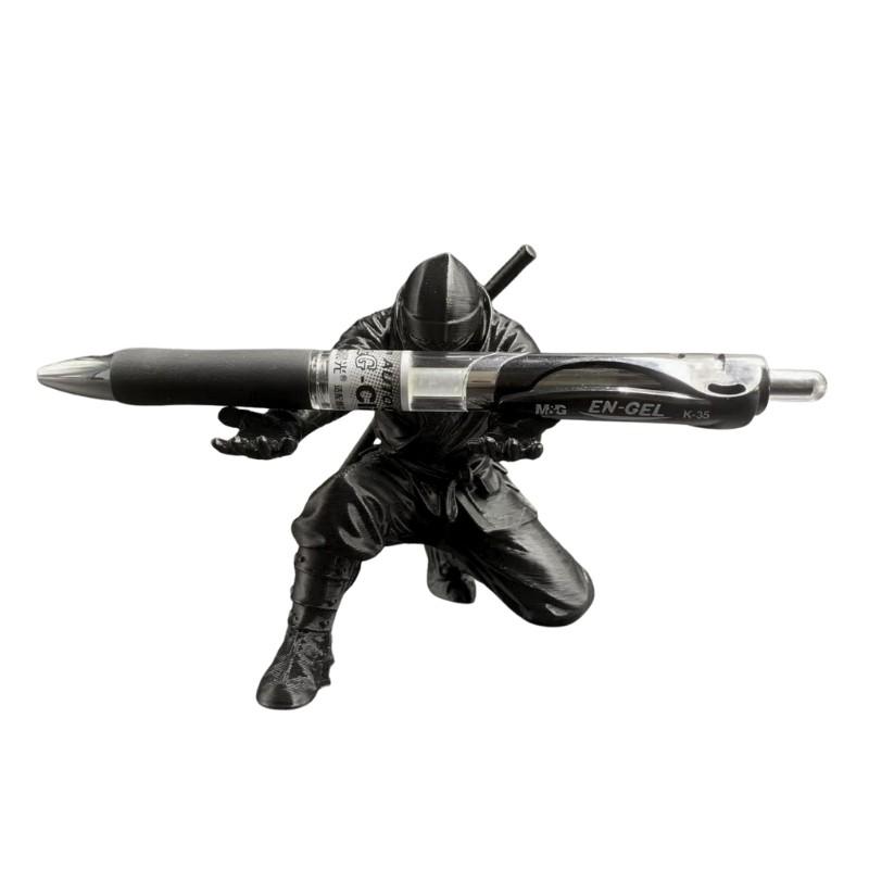 1pc3D Printed Ninja Samurai Pen Holder, Creative Desktop Organizer, Fits Ballpoint Pens & Pencils, Non-Slip Storage, Design, Office Gift