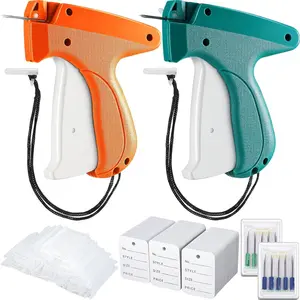 1112 Pcs 2 Clothes Garment Tag Attacher Price Hangtag Gun Applicator 1000 2" Plastic Fastener Barb 100 Clothing Paper Size Name Labeler Steel Needle for Store Garage Yard Sale(Dark Green, Orange)