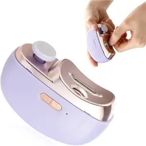 2-in-1 Electric Nail Clipper & Polisher with LED Light, Automatic Fingernail Trimmer with Scrap Storage, 2-Speed Rechargeable Safe Nail Cutter for Seniors, Adults, Kids & Baby