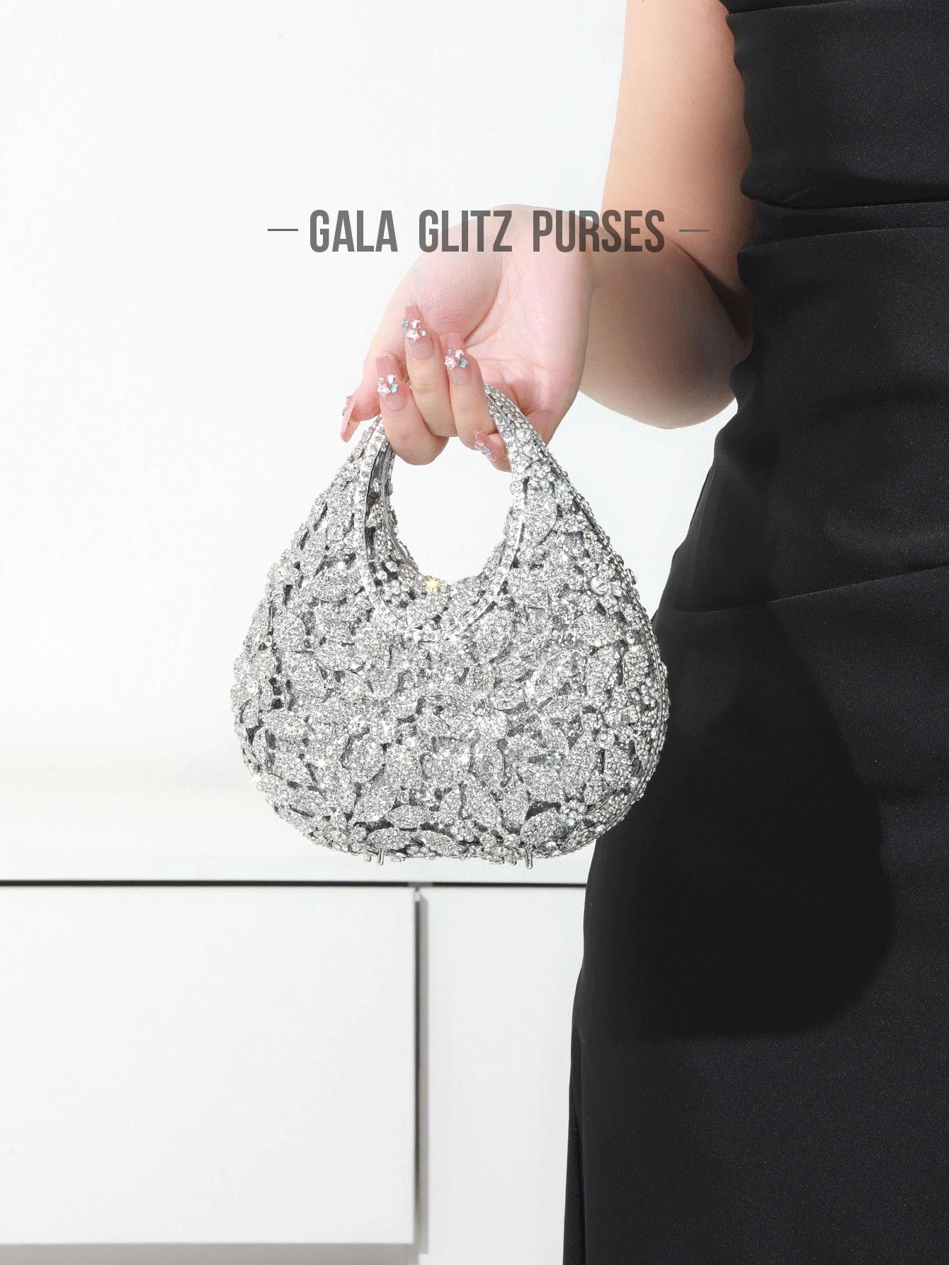 Elegant Crystal Evening Clutch, Handmade Metal Diamond Bag, Perfect for Weddings, Parties, Dinners, Luxurious Sparkling Design