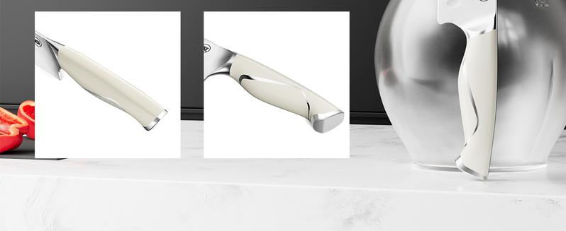 BRODARK Kitchen Knife Sets with Block and Built-in Sharpener, 15 Pcs Full Tang Professional Chef Knife Set, NSF Certified Food Grade Stainless Steel Cutlery Set, Ivory Series Outdoorfun