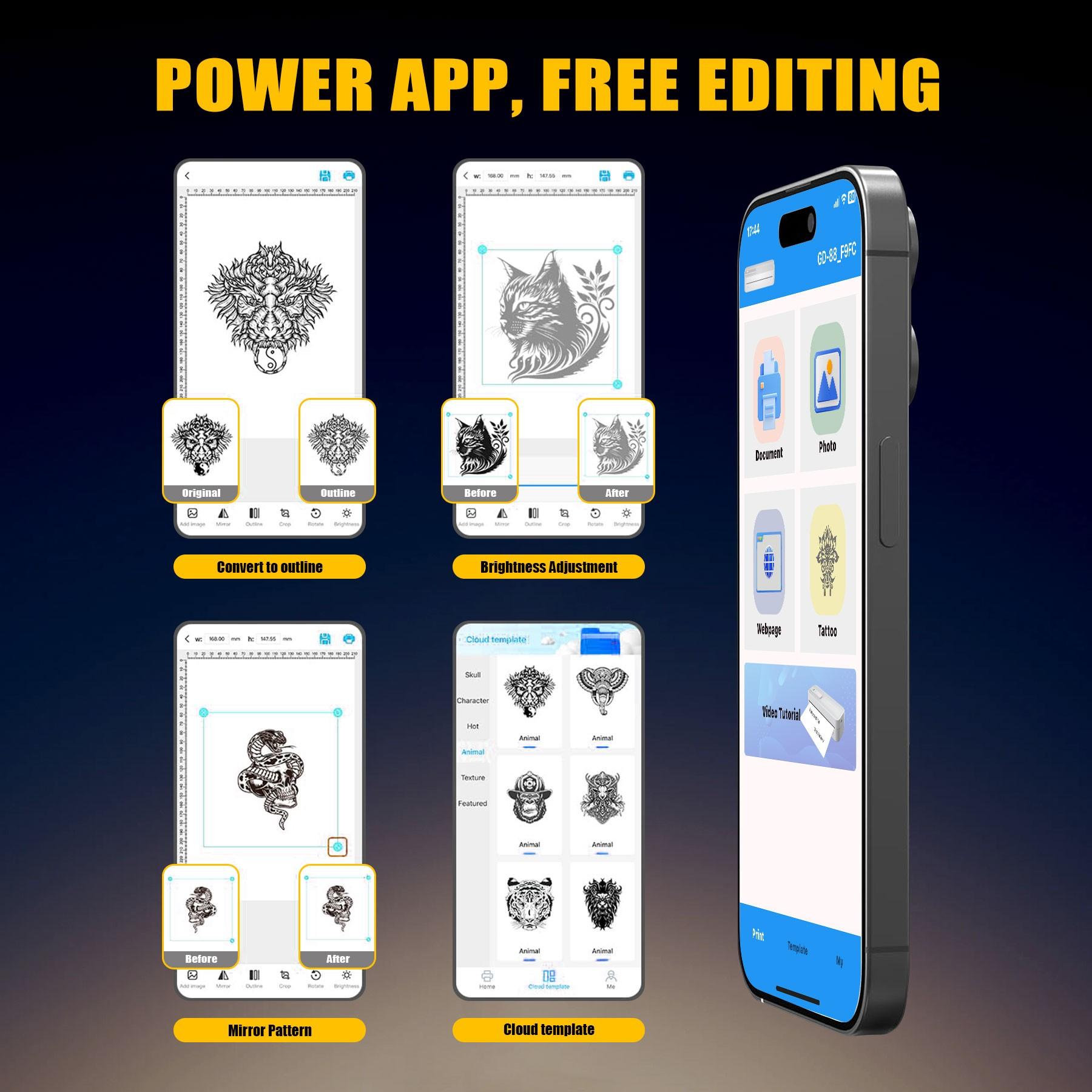 Portable Thermal Printer, 1 Count USB Rechargeable Wireless Photo Printer, Compact Lightweight Printer for Home Office School Travel