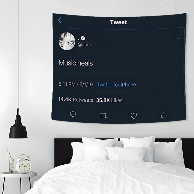 Music Heals Pattern Tapestry, Modern Music Themed Wall Hanging Decor, Wall Tapestry Art for Home Living Room Bedroom Coffee Shop Office Bar Music Room, Tapestry Wall Mural